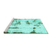 Sideview of Machine Washable Abstract Turquoise Modern Area Rugs, wshabs2321turq