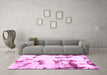 Machine Washable Abstract Pink Modern Rug in a Living Room, wshabs2321pnk