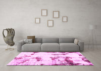 Machine Washable Abstract Pink Modern Rug, wshabs2321pnk