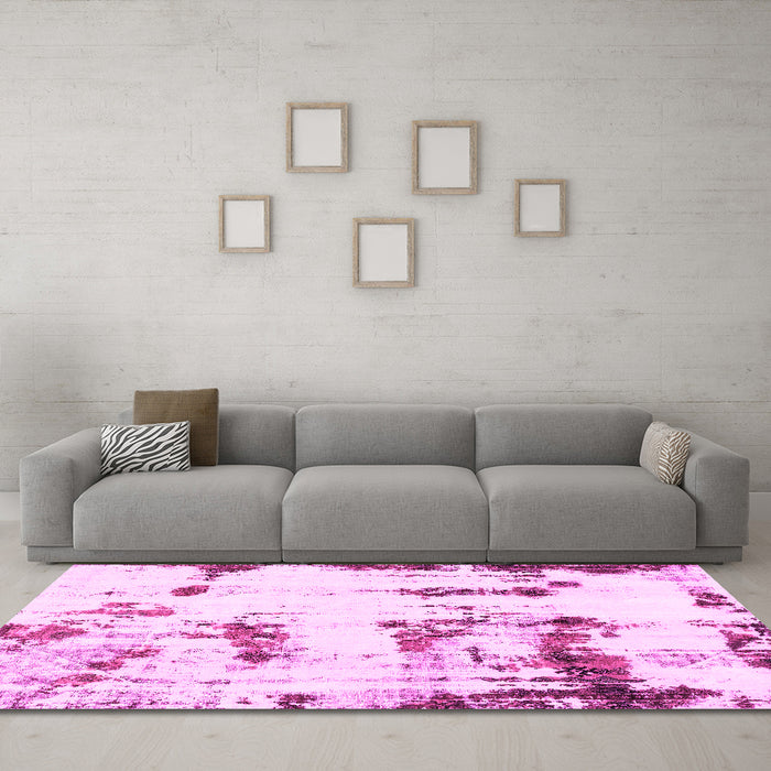Machine Washable Abstract Pink Modern Rug in a Living Room, wshabs2321pnk