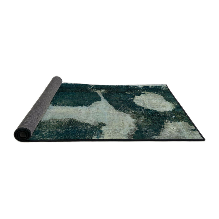 Sideview of Abstract Dark Sea Green Modern Rug, abs2322