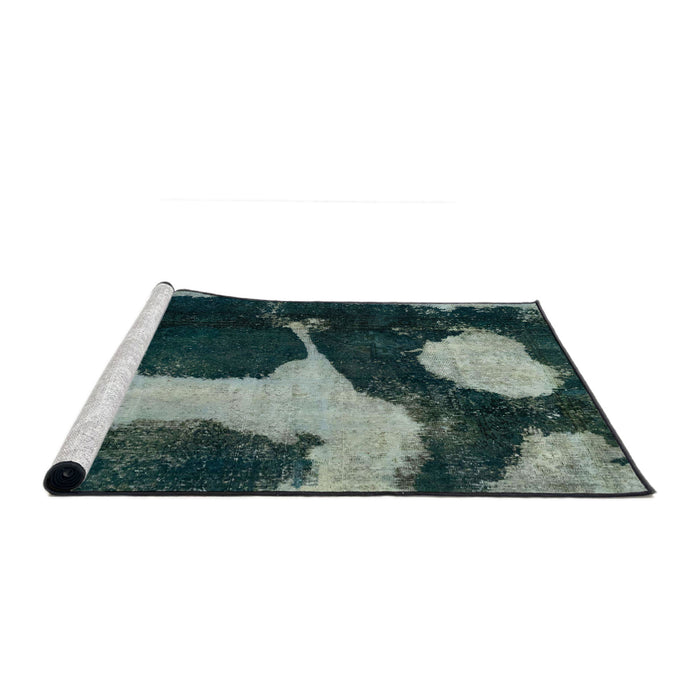 Sideview of Machine Washable Abstract Dark Sea Green Rug, wshabs2322