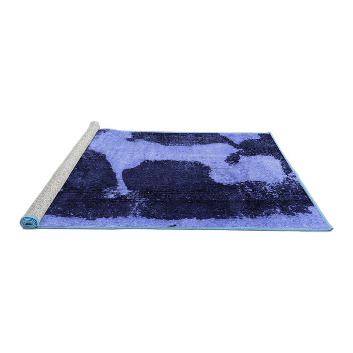Sideview of Machine Washable Abstract Blue Modern Rug, wshabs2322blu