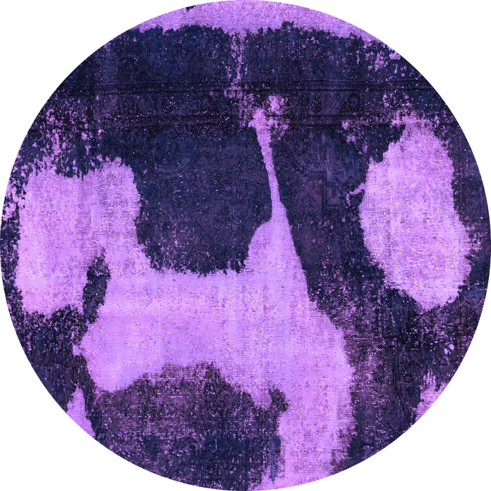 Round Machine Washable Abstract Purple Modern Area Rugs, wshabs2322pur