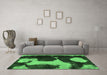 Machine Washable Abstract Emerald Green Modern Area Rugs in a Living Room,, wshabs2322emgrn