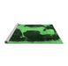 Sideview of Machine Washable Abstract Emerald Green Modern Area Rugs, wshabs2322emgrn