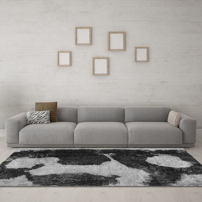 Machine Washable Abstract Gray Modern Rug in a Living Room,, wshabs2322gry