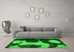 Machine Washable Abstract Green Modern Area Rugs in a Living Room,, wshabs2322grn