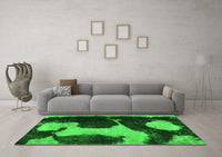 Machine Washable Abstract Green Modern Rug, wshabs2322grn