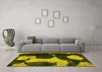 Machine Washable Abstract Yellow Modern Rug, wshabs2322yw