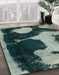 Abstract Dark Sea Green Modern Rug in Family Room, abs2322