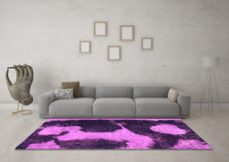 Machine Washable Abstract Pink Modern Rug in a Living Room, wshabs2322pnk