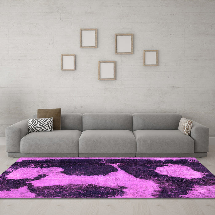 Machine Washable Abstract Pink Modern Rug in a Living Room, wshabs2322pnk