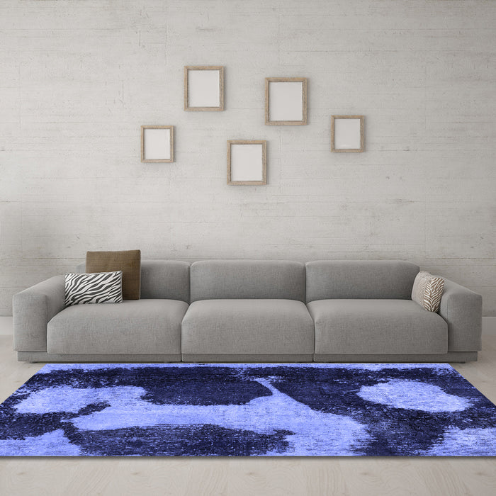Machine Washable Abstract Blue Modern Rug in a Living Room, wshabs2322blu
