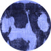 Round Abstract Blue Modern Rug, abs2322blu