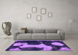 Machine Washable Abstract Purple Modern Area Rugs in a Living Room, wshabs2322pur