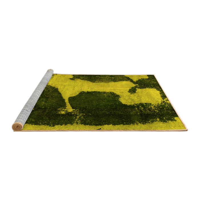 Sideview of Machine Washable Abstract Yellow Modern Rug, wshabs2322yw