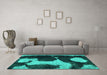 Machine Washable Abstract Turquoise Modern Area Rugs in a Living Room,, wshabs2322turq