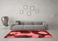 Machine Washable Abstract Red Modern Rug, wshabs2322red