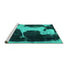 Sideview of Machine Washable Abstract Turquoise Modern Area Rugs, wshabs2322turq