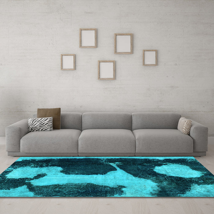Machine Washable Abstract Light Blue Modern Rug in a Living Room, wshabs2322lblu