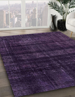 Abstract Deep Purple Persian Rug in Family Room, abs2323