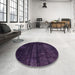 Round Machine Washable Abstract Deep Purple Rug in a Office, wshabs2323