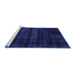 Sideview of Machine Washable Persian Blue Bohemian Rug, wshabs2323blu