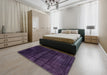 Abstract Deep Purple Persian Rug in a Bedroom, abs2323