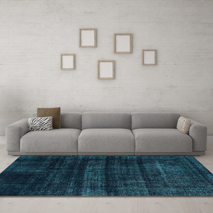 Machine Washable Persian Turquoise Bohemian Area Rugs in a Living Room,, wshabs2323turq