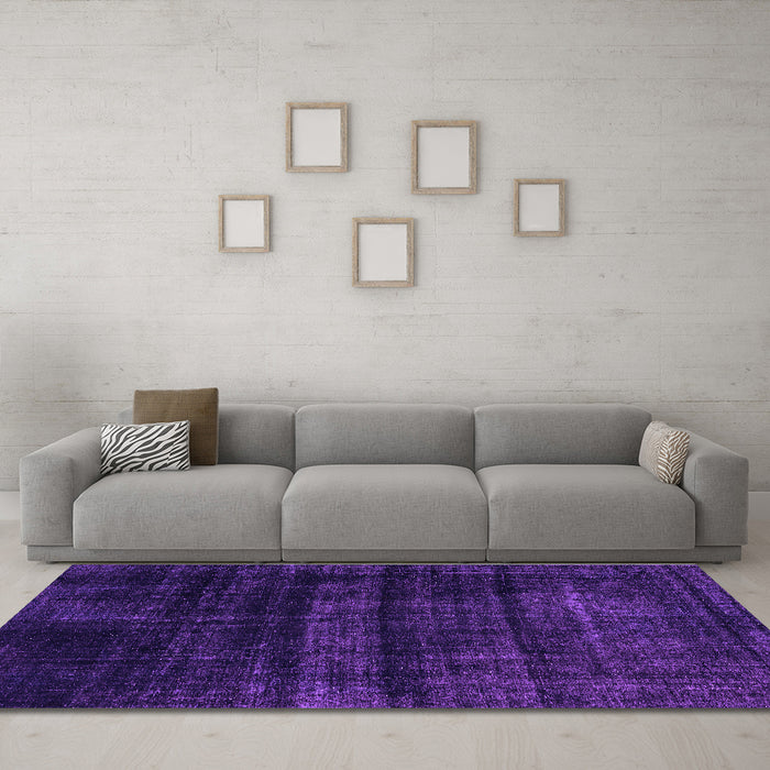 Machine Washable Persian Purple Bohemian Area Rugs in a Living Room, wshabs2323pur