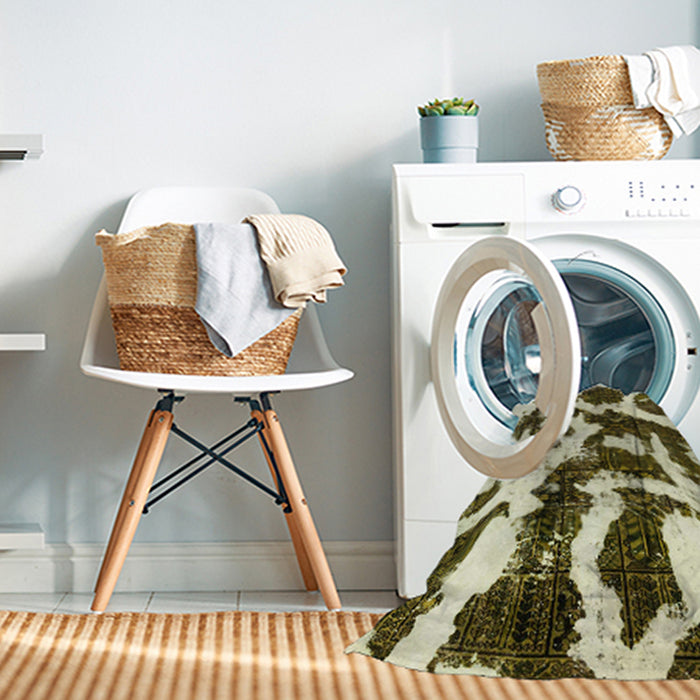 Machine Washable Abstract Sepia Brown Rug in a Washing Machine, wshabs2324