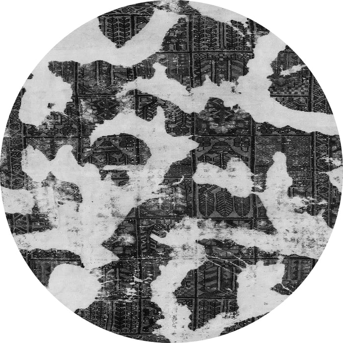 Round Machine Washable Abstract Gray Modern Rug, wshabs2324gry