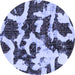 Round Abstract Blue Modern Rug, abs2324blu