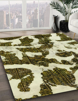 Abstract Reddish Brown Modern Rug in Family Room, abs2324