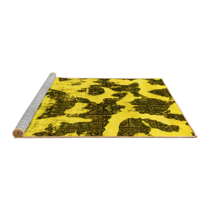 Sideview of Machine Washable Abstract Yellow Modern Rug, wshabs2324yw