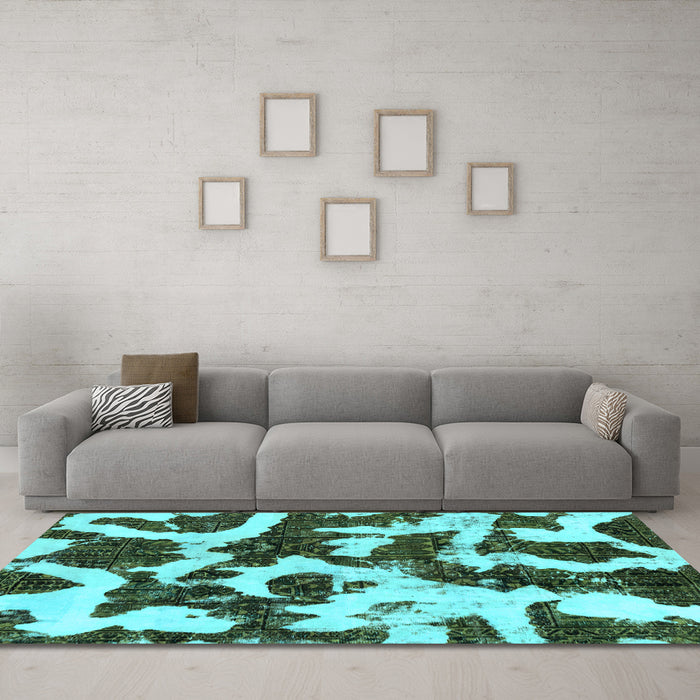 Machine Washable Abstract Light Blue Modern Rug in a Living Room, wshabs2324lblu
