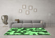 Machine Washable Abstract Emerald Green Modern Area Rugs in a Living Room,, wshabs2324emgrn