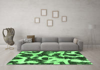 Machine Washable Abstract Emerald Green Modern Rug, wshabs2324emgrn