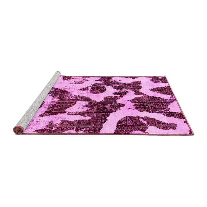 Sideview of Machine Washable Abstract Pink Modern Rug, wshabs2324pnk