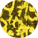 Round Machine Washable Abstract Yellow Modern Rug, wshabs2324yw