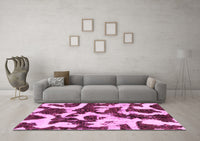 Machine Washable Abstract Pink Modern Rug, wshabs2324pnk