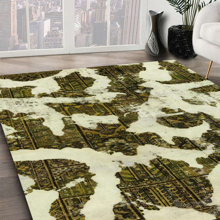 Abstract Reddish Brown Modern Rug in Family Room, abs2324