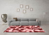 Machine Washable Abstract Red Modern Rug, wshabs2324red