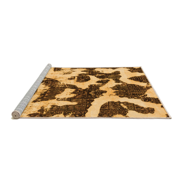 Sideview of Machine Washable Abstract Orange Modern Area Rugs, wshabs2324org