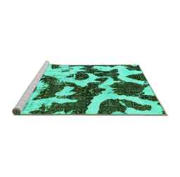 Sideview of Machine Washable Abstract Turquoise Modern Area Rugs, wshabs2324turq