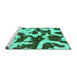 Sideview of Machine Washable Abstract Turquoise Modern Area Rugs, wshabs2324turq