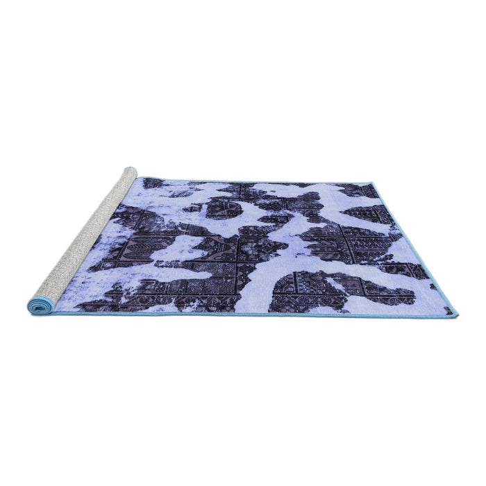 Sideview of Machine Washable Abstract Blue Modern Rug, wshabs2324blu