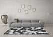 Machine Washable Abstract Gray Modern Rug in a Living Room,, wshabs2324gry