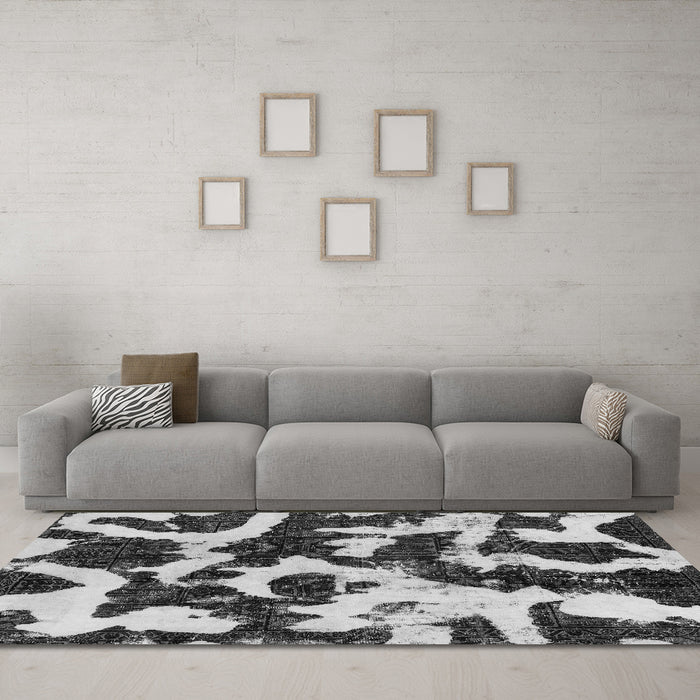 Machine Washable Abstract Gray Modern Rug in a Living Room,, wshabs2324gry